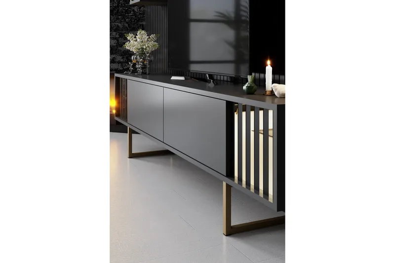 Masatomo TV-benk 180 cm - Antrasitt/Svart - Møbler - TV- & Mediamøbler - TV benk & mediabenk