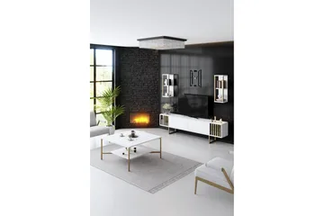 Masatomo TV-benk 180 cm - Hvit/Svart - Møbler - TV- & Mediamøbler - TV benk & mediabenk