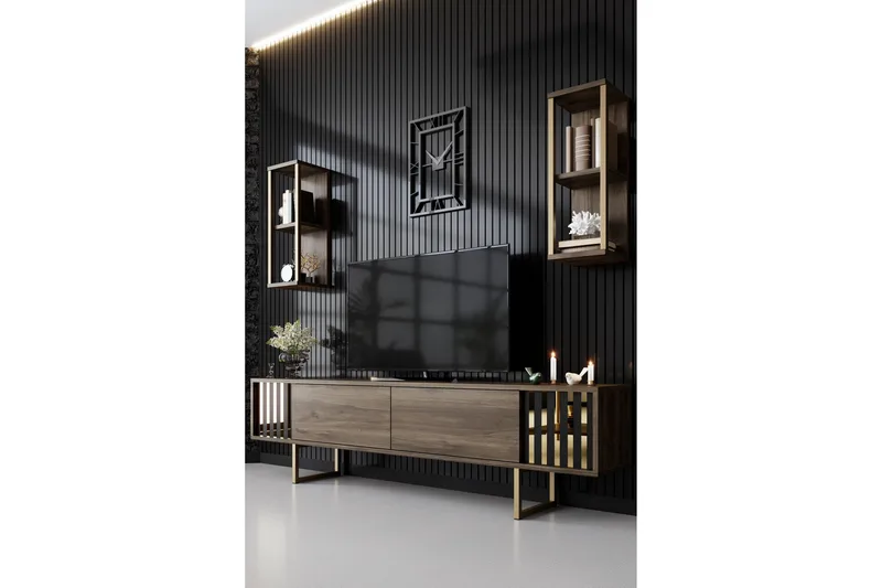 Masatomo TV-benk 180 cm - Valnøtt/Svart - Møbler - TV- & Mediamøbler - TV benk & mediabenk