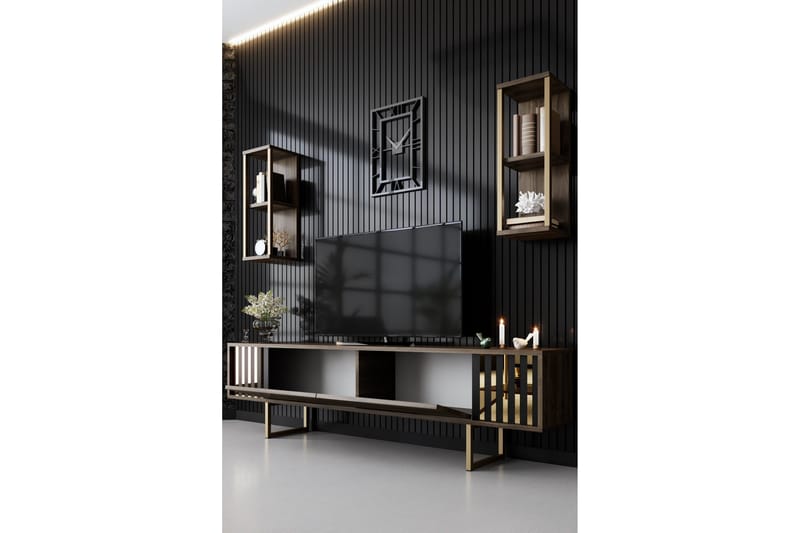 Masatomo TV-benk 180 cm - Valnøtt/Svart - Møbler - TV- & Mediamøbler - TV benk & mediabenk