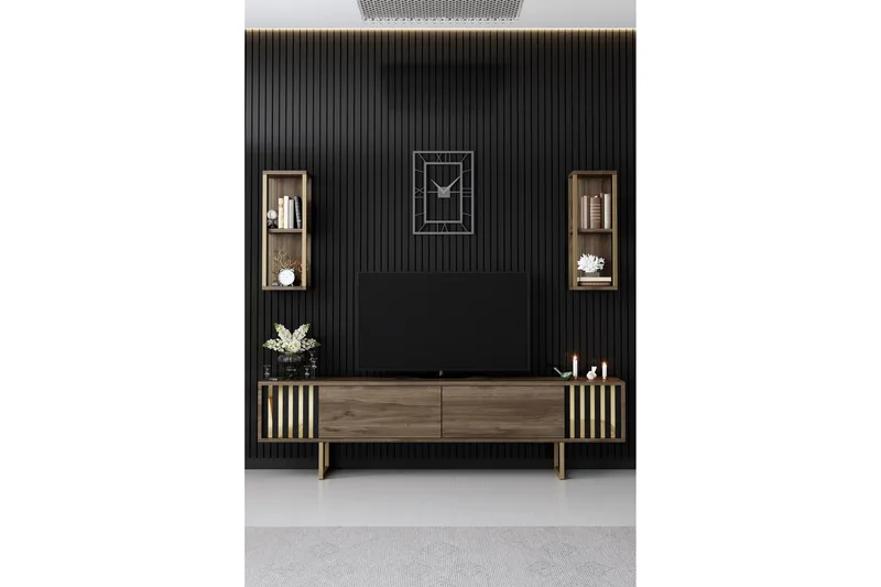 Masatomo TV-benk 180 cm - Valnøtt/Svart - Møbler - TV- & Mediamøbler - TV benk & mediabenk