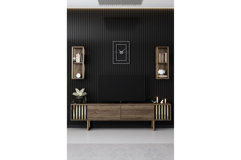 Masatomo TV-benk 180 cm - Valnøtt/Svart - Møbler - TV- & Mediamøbler - TV benk & mediabenk
