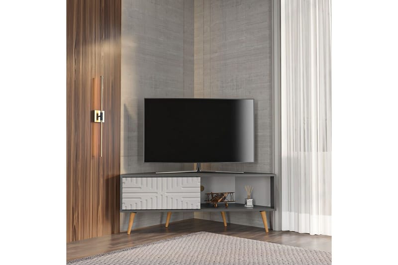 Abbas TV-benk 140 cm - Antrasitt/Hvit - Møbler - TV- & Mediamøbler - TV benk & mediabenk