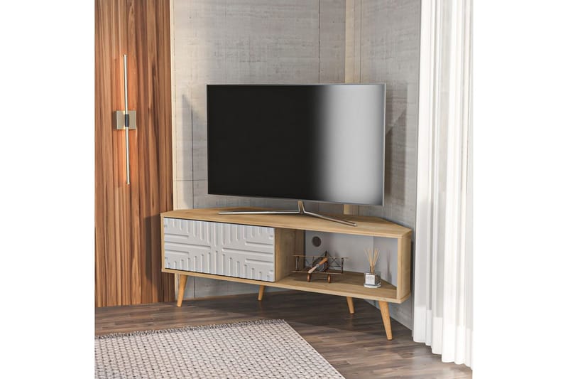 Abbas TV-benk 140 cm - Eik/Hvit - Møbler - TV- & Mediamøbler - TV benk & mediabenk