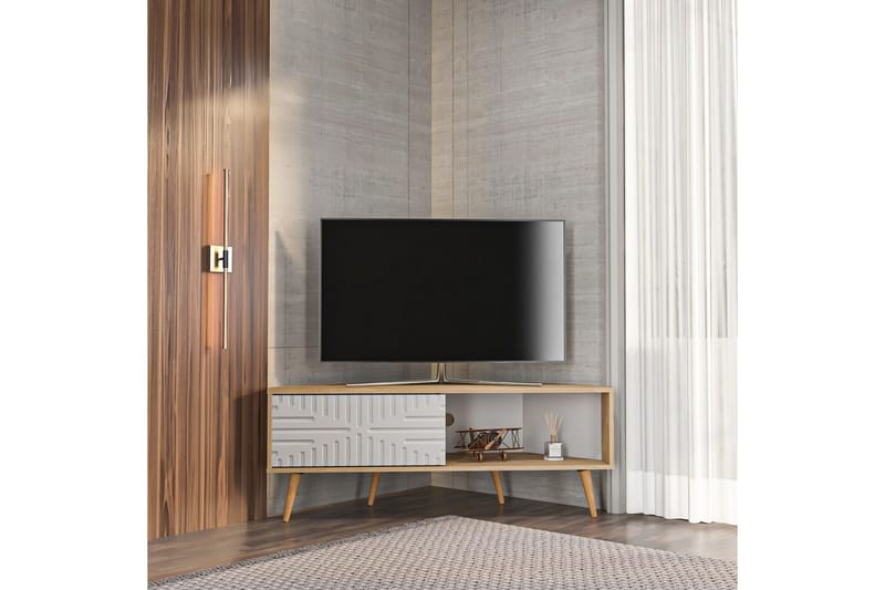 Abbas TV-benk 140 cm - Eik/Hvit - Møbler - TV- & Mediamøbler - TV benk & mediabenk