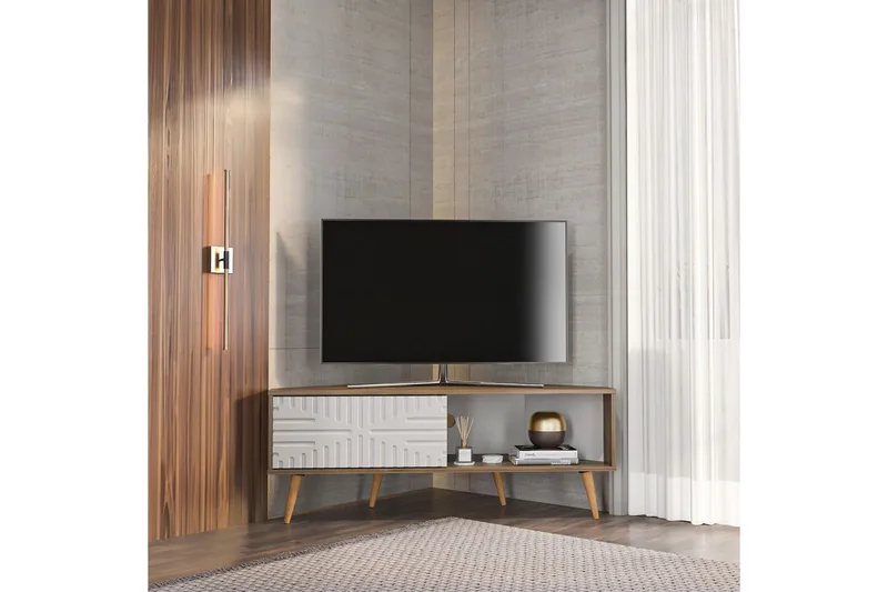 Abbas TV-benk 140 cm - Valnøtt/Hvit - Møbler - TV- & Mediamøbler - TV benk & mediabenk