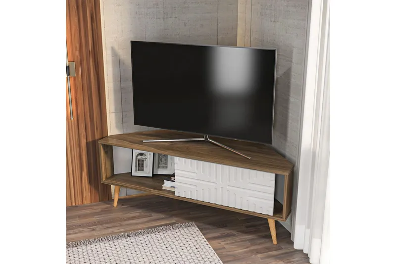 Abbas TV-benk 140 cm - Valnøtt/Hvit - Møbler - TV- & Mediamøbler - TV benk & mediabenk