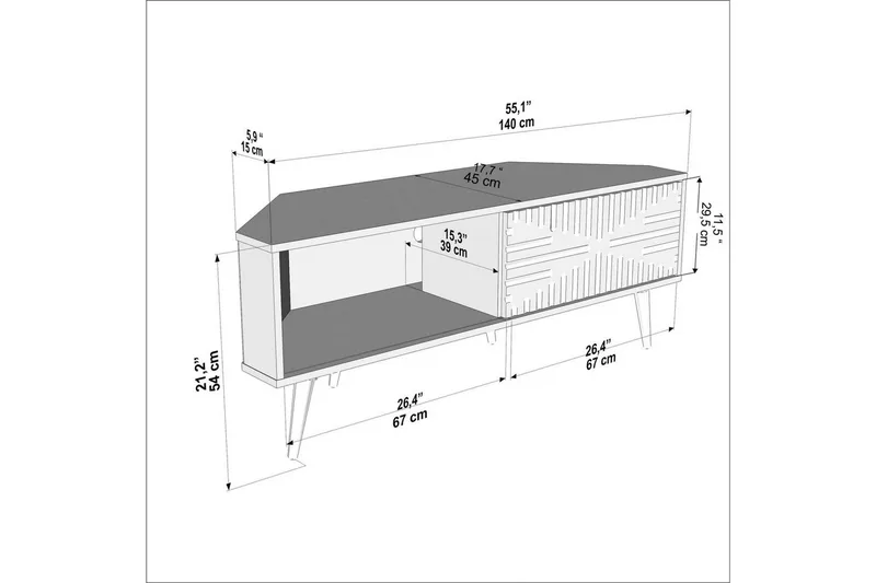 Abbas TV-benk 140 cm - Valnøtt/Hvit - Møbler - TV- & Mediamøbler - TV benk & mediabenk