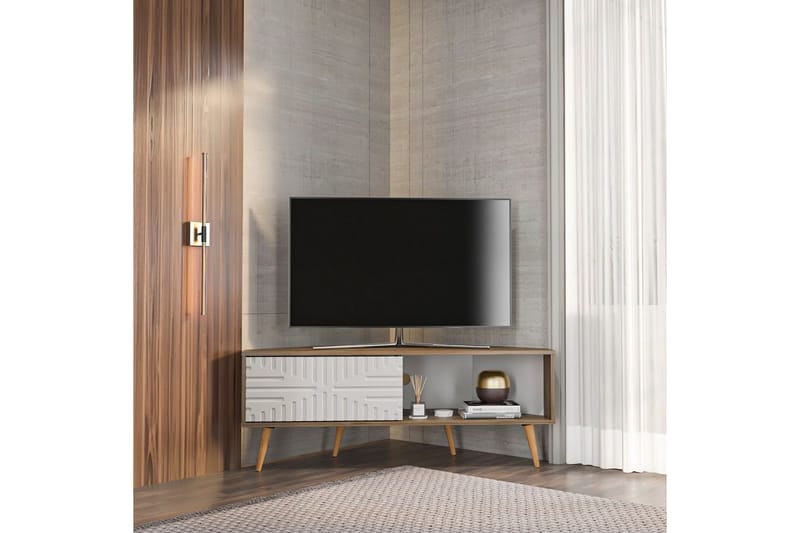 Abbas TV-benk 140 cm - Valnøtt/Hvit - Møbler - TV- & Mediamøbler - TV benk & mediabenk