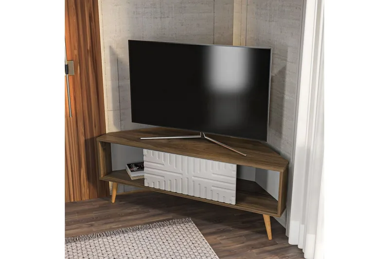 Abbas TV-benk 140 cm - Valnøtt/Hvit - Møbler - TV- & Mediamøbler - TV benk & mediabenk