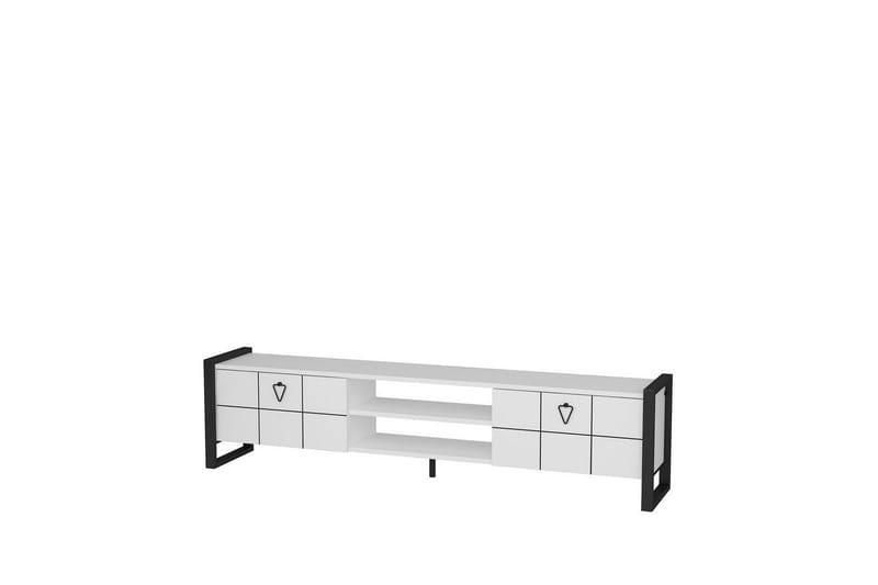 Abbas TV-benk 184 cm, Hvit/Sort