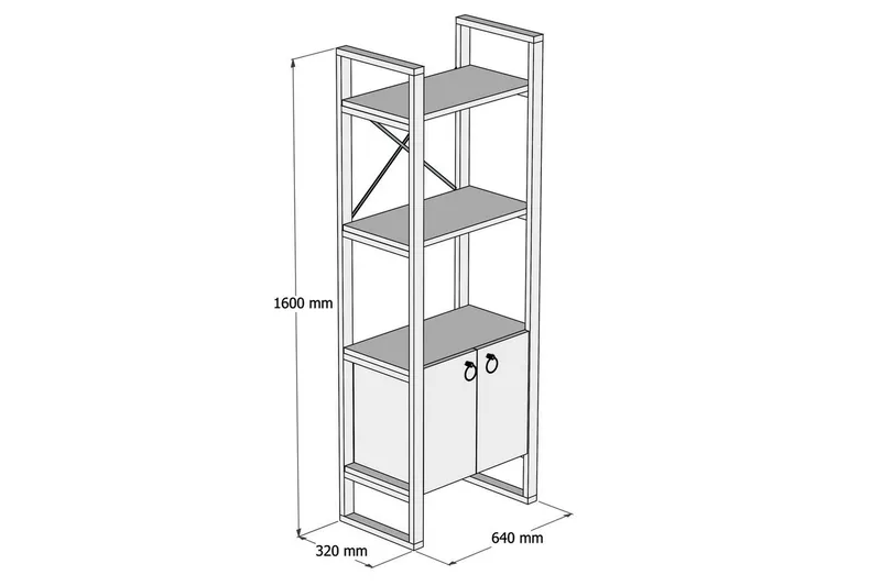 Albuferia Bokhylle 64 cm - Natur/Sort - Oppbevaring - Hylle - Bokhylle