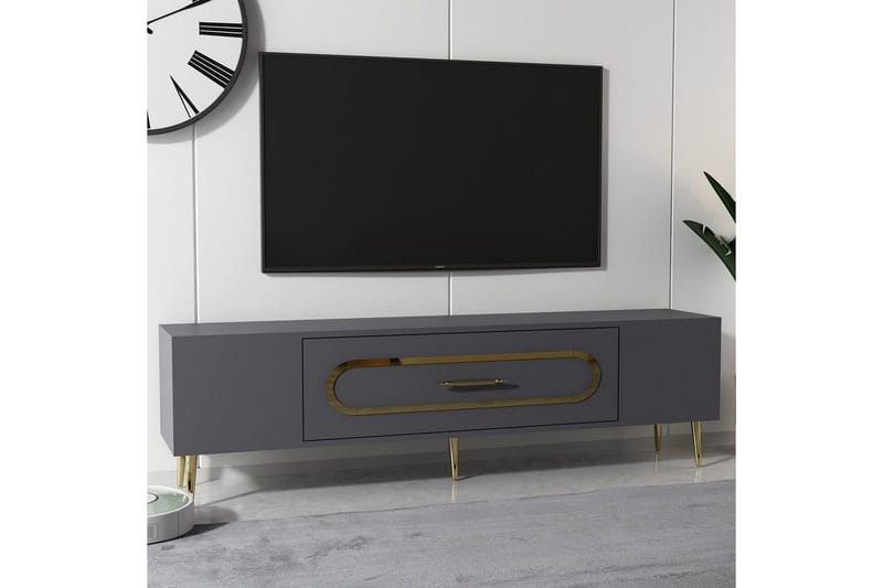 Aldor TV-benk 150 cm - Antrasitt/Gull - Møbler - TV- & Mediamøbler - TV benk & mediabenk