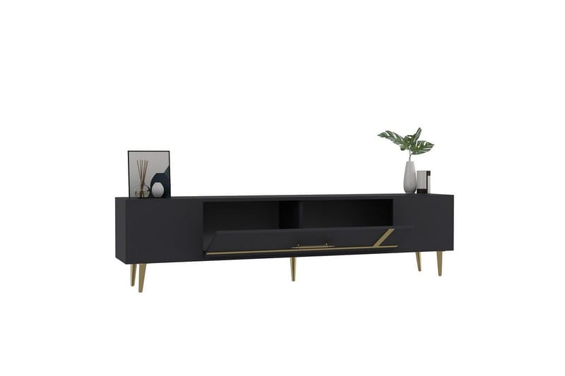 Aldor TV-benk 150 cm - Antrasitt/Gull - Møbler - TV- & Mediamøbler - TV benk & mediabenk