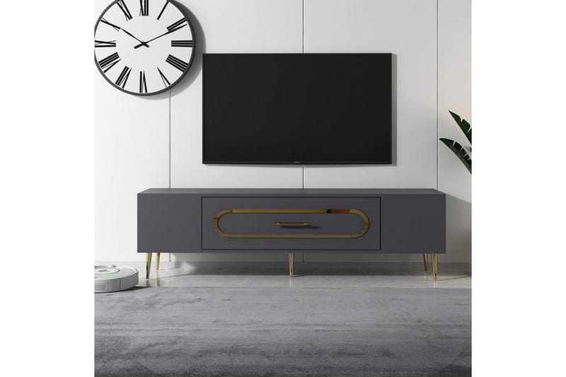 Aldor TV-benk 150 cm - Antrasitt/Gull - Møbler - TV- & Mediamøbler - TV benk & mediabenk