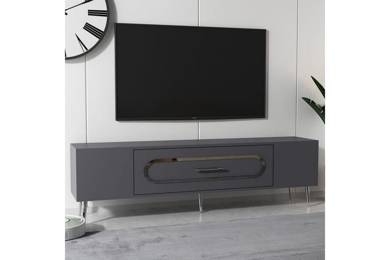 Aldor TV-benk 150 cm - Antrasitt/Sølv - Møbler - TV- & Mediamøbler - TV benk & mediabenk