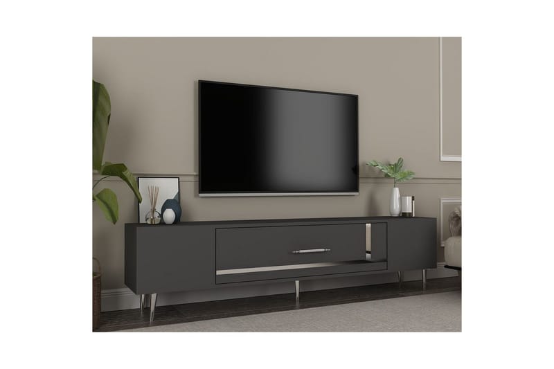 Aldor TV-benk 150 cm - Antrasitt/Sølv - Møbler - TV- & Mediamøbler - TV benk & mediabenk