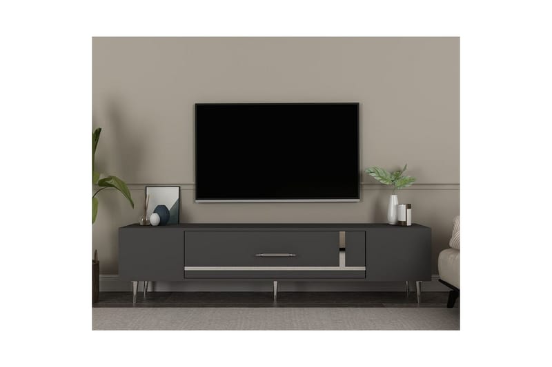 Aldor TV-benk 150 cm - Antrasitt/Sølv - Møbler - TV- & Mediamøbler - TV benk & mediabenk