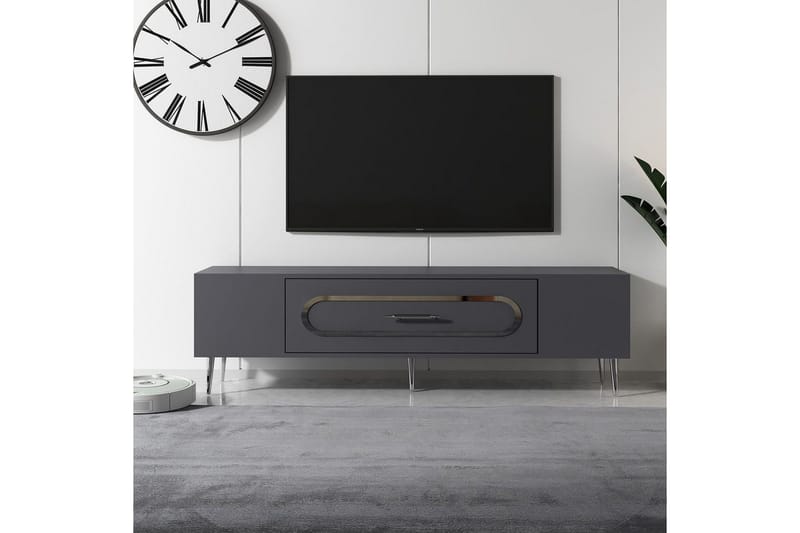 Aldor TV-benk 150 cm - Antrasitt/Sølv - Møbler - TV- & Mediamøbler - TV benk & mediabenk