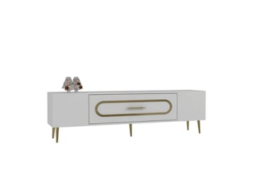 Aldor TV-benk 150 cm - Hvit/Gull - Møbler - TV- & Mediamøbler - TV benk & mediabenk