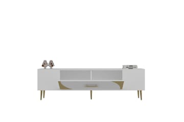 Aldor TV-benk 150 cm - Hvit/Gull - Møbler - TV- & Mediamøbler - TV benk & mediabenk