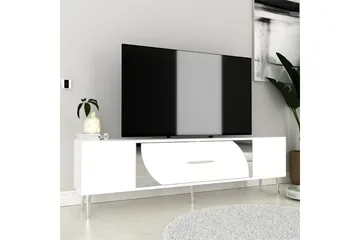 Aldor TV-benk 150 cm - Hvit/Sølv - Møbler - TV- & Mediamøbler - TV benk & mediabenk