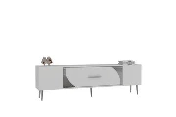 Aldor TV-benk 150 cm - Hvit/Sølv - Møbler - TV- & Mediamøbler - TV benk & mediabenk