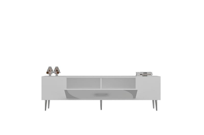 Aldor TV-benk 150 cm - Hvit/Sølv - Møbler - TV- & Mediamøbler - TV benk & mediabenk