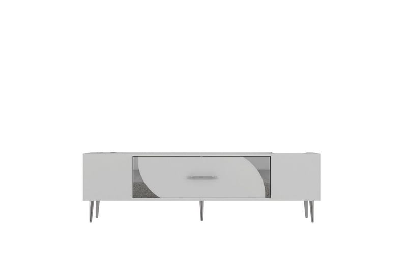 Aldor TV-benk 150 cm - Hvit/Sølv - Møbler - TV- & Mediamøbler - TV benk & mediabenk