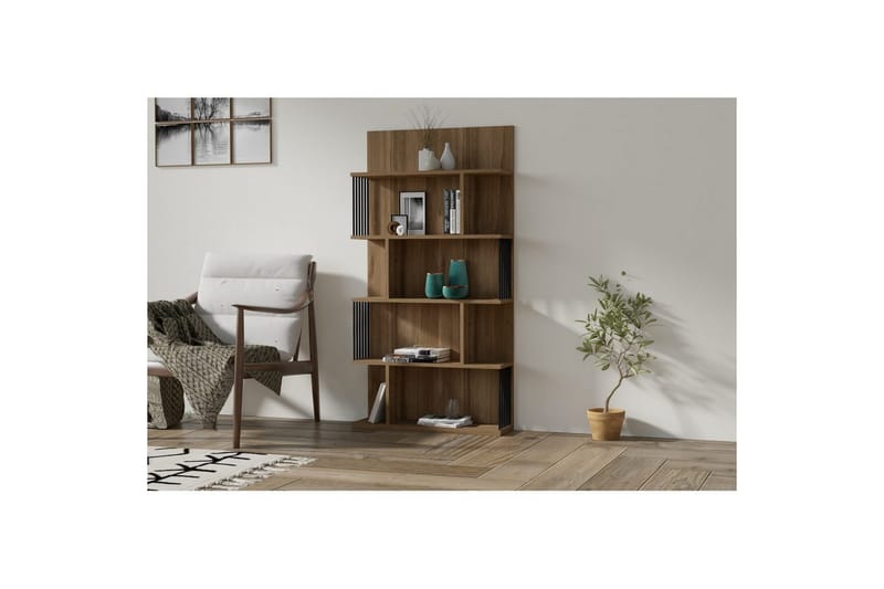 Alexelle Bokhylle 80 cm - Valnøtt - Oppbevaring - Hylle - Bokhylle