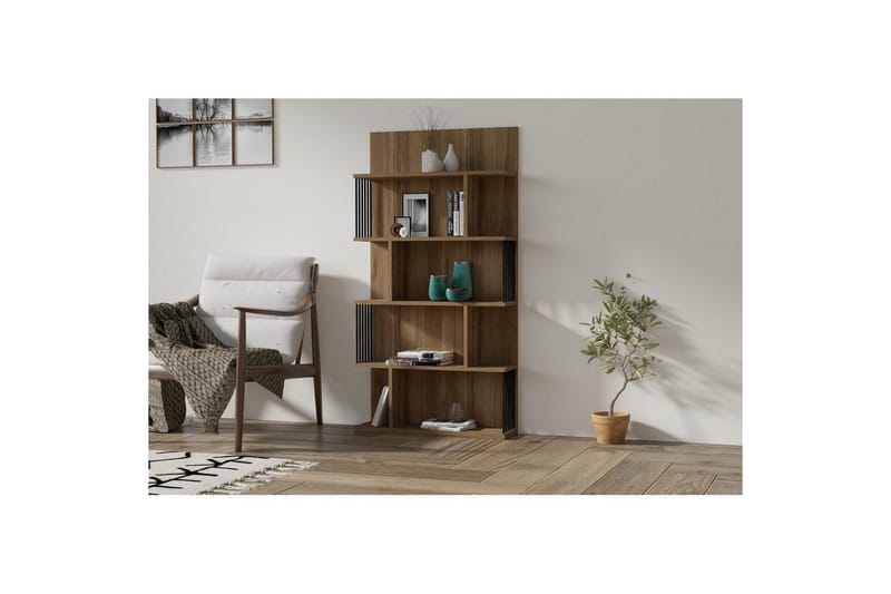 Alexelle Bokhylle 80 cm - Valnøtt - Oppbevaring - Hylle - Bokhylle