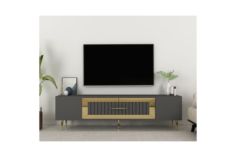 Anira TV-benk 150 cm - Antrasitt/Gull - Møbler - TV- & Mediamøbler - TV benk & mediabenk