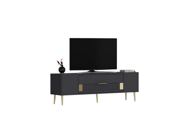 Anira TV-benk 150 cm - Antrasitt/Gull - Møbler - TV- & Mediamøbler - TV benk & mediabenk