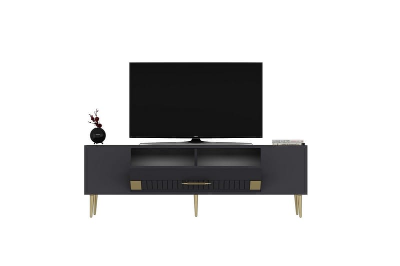 Anira TV-benk 150 cm - Antrasitt/Gull - Møbler - TV- & Mediamøbler - TV benk & mediabenk