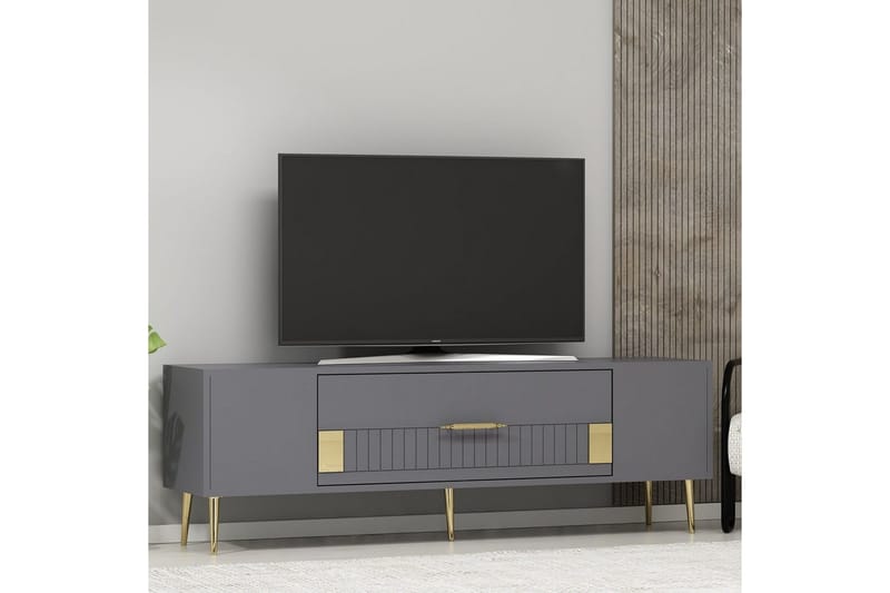 Anira TV-benk 150 cm - Antrasitt/Gull - Møbler - TV- & Mediamøbler - TV benk & mediabenk
