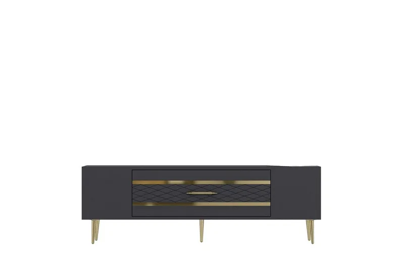 Anira TV-benk 150 cm, Antrasitt/Gull