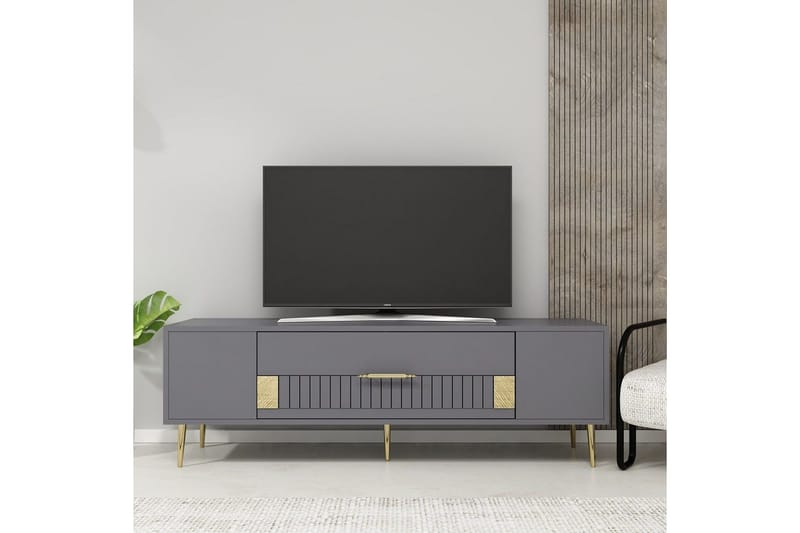 Anira TV-benk 150 cm - Antrasitt/Gull - Møbler - TV- & Mediamøbler - TV benk & mediabenk