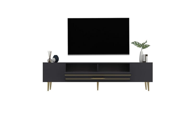 Anira TV-benk 150 cm - Antrasitt/Gull - Møbler - TV- & Mediamøbler - TV benk & mediabenk