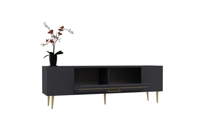 Anira TV-benk 150 cm - Antrasitt/Gull - Møbler - TV- & Mediamøbler - TV benk & mediabenk