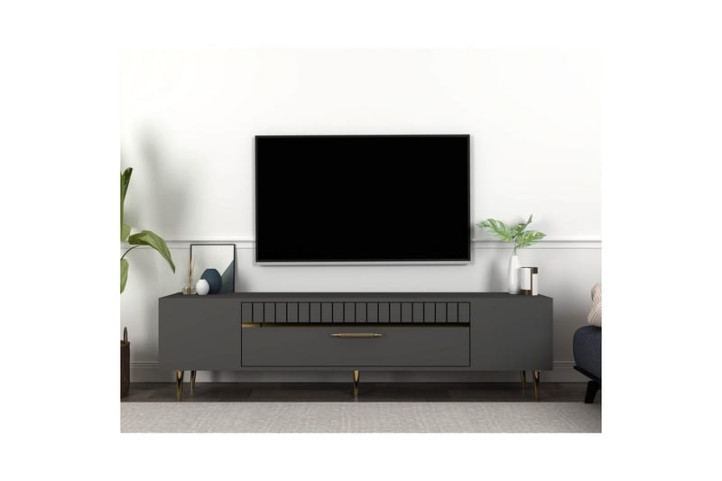 Anira TV-benk 150 cm - Antrasitt/Gull - Møbler - TV- & Mediamøbler - TV benk & mediabenk