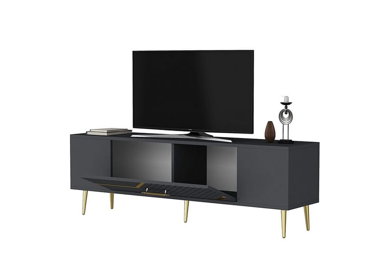 Anira TV-benk 150 cm - Antrasitt/Gull - Møbler - TV- & Mediamøbler - TV benk & mediabenk