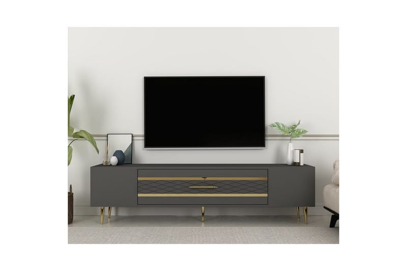 Anira TV-benk 150 cm - Antrasitt/Gull - Møbler - TV- & Mediamøbler - TV benk & mediabenk