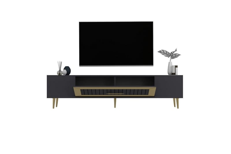 Anira TV-benk 150 cm - Antrasitt/Gull - Møbler - TV- & Mediamøbler - TV benk & mediabenk