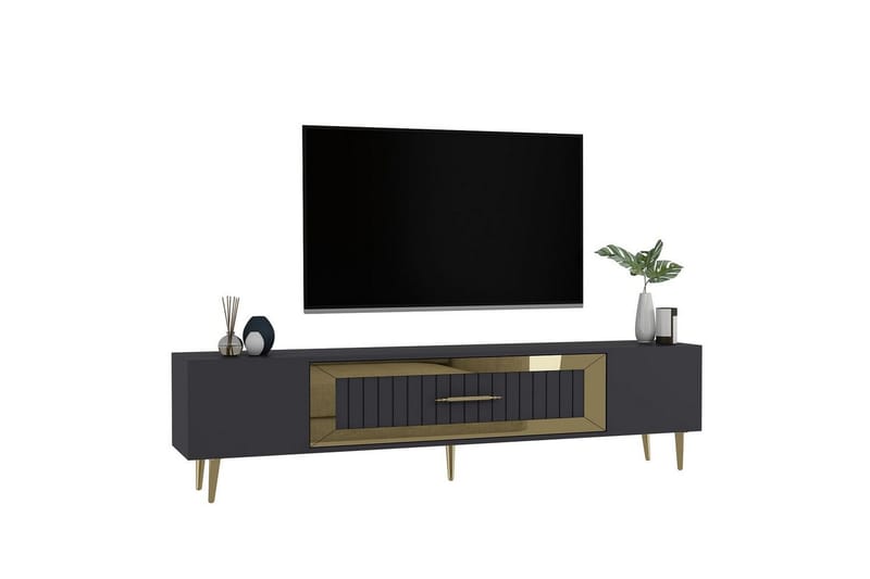 Anira TV-benk 150 cm - Antrasitt/Gull - Møbler - TV- & Mediamøbler - TV benk & mediabenk