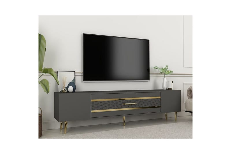Anira TV-benk 150 cm - Antrasitt/Gull - Møbler - TV- & Mediamøbler - TV benk & mediabenk