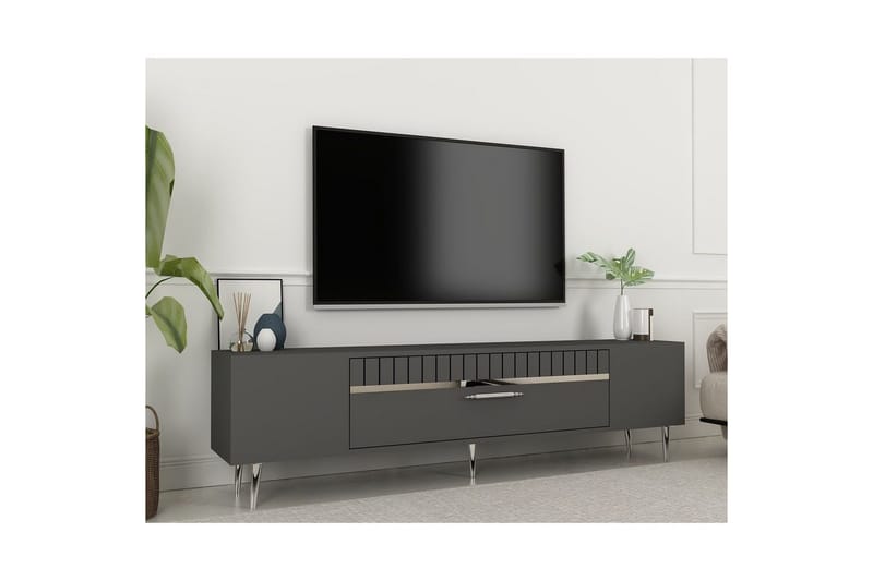 Anira TV-benk 150 cm - Antrasitt/Sølv - Møbler - TV- & Mediamøbler - TV benk & mediabenk