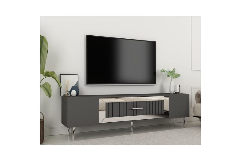 Anira TV-benk 150 cm - Antrasitt/Sølv - Møbler - TV- & Mediamøbler - TV benk & mediabenk