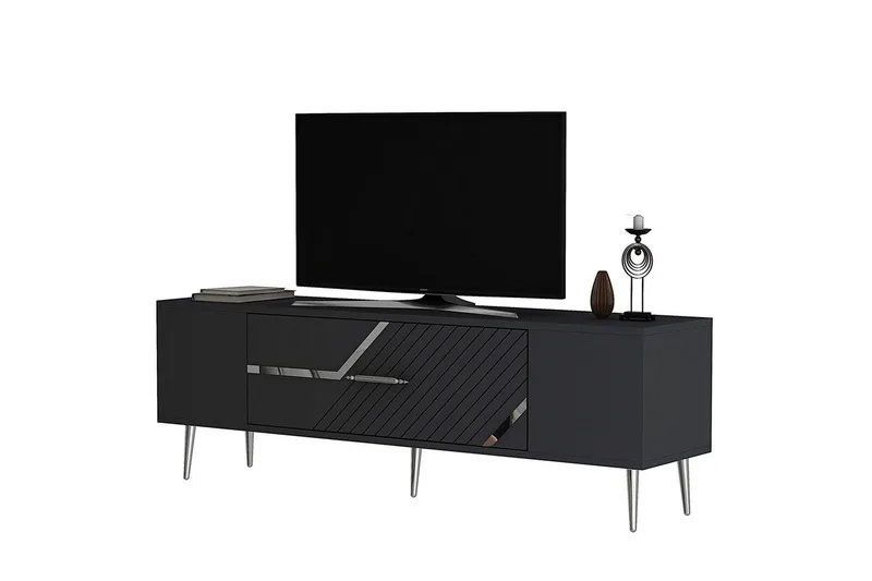 Anira TV-benk 150 cm, Antrasitt/Sølv