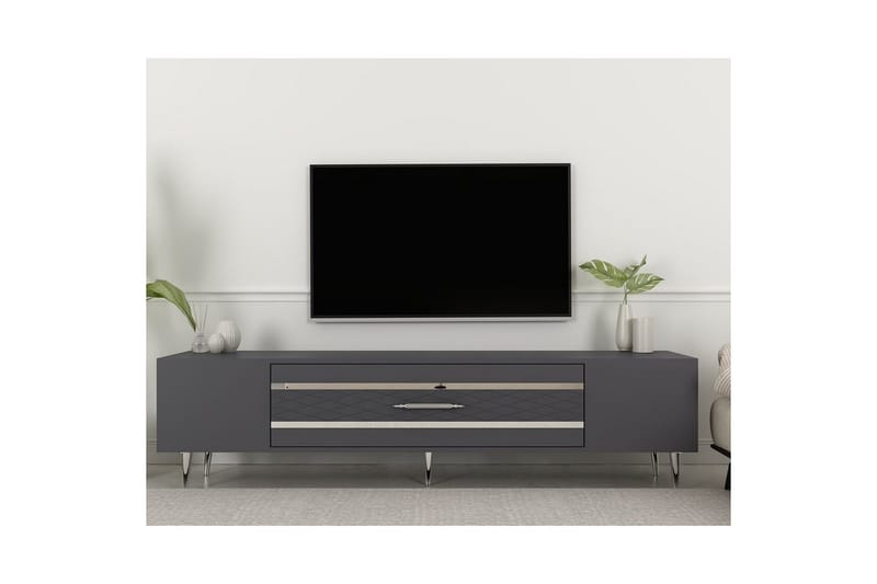 Anira TV-benk 150 cm - Antrasitt/Sølv - Møbler - TV- & Mediamøbler - TV benk & mediabenk
