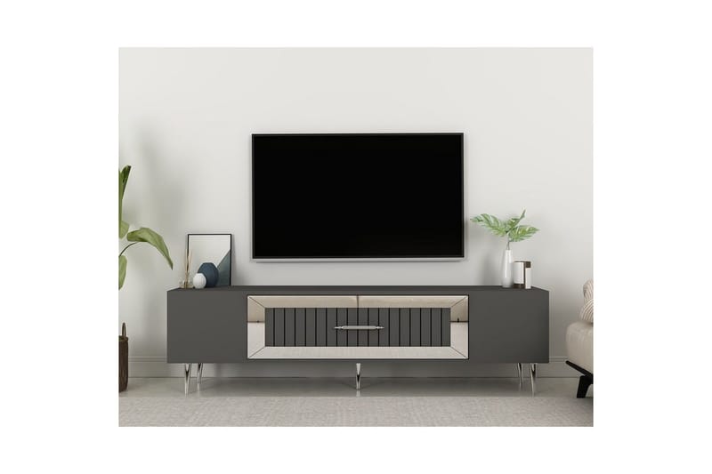 Anira TV-benk 150 cm - Antrasitt/Sølv - Møbler - TV- & Mediamøbler - TV benk & mediabenk